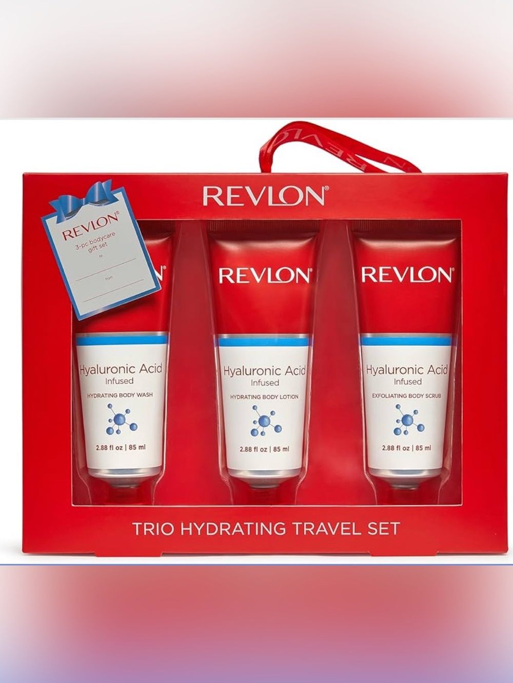 REVLON Get Carried Away Hydrating Set, Hyaluronic Acid Wash, Lotion & Scrub